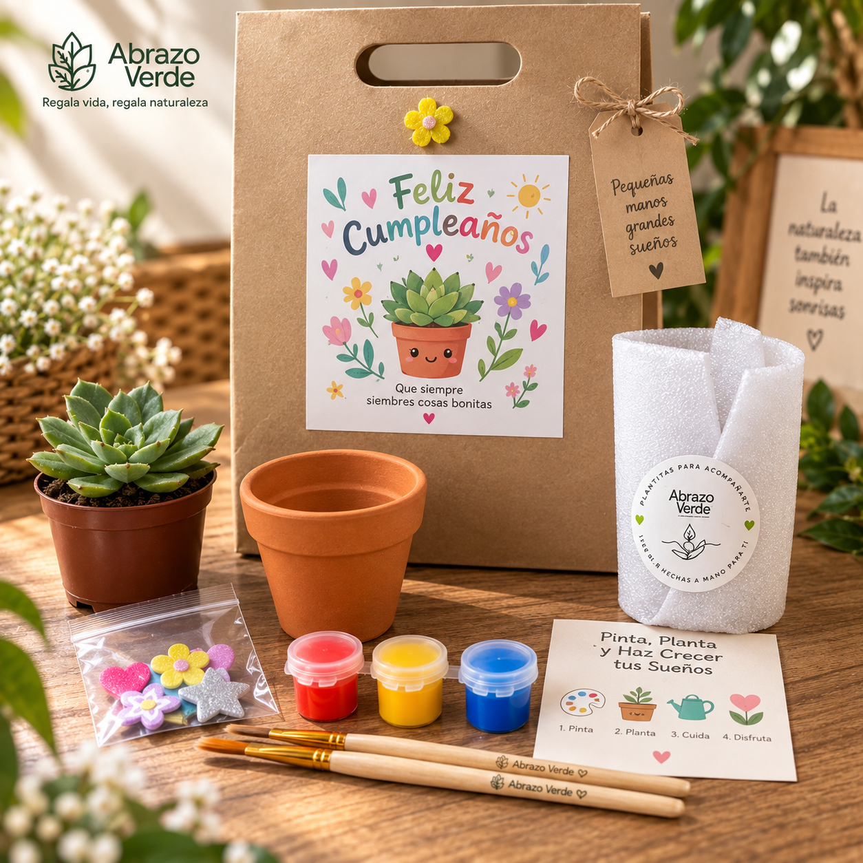 Pinta & Planta – Kit para Pintar Macetas con Suculenta