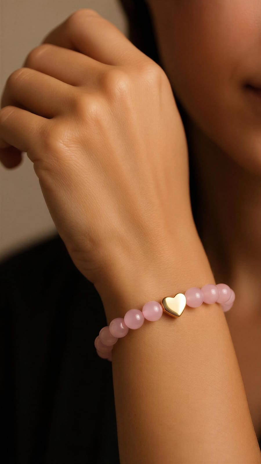 Pulsera Corazón de Amor – Cuarzo Rosa