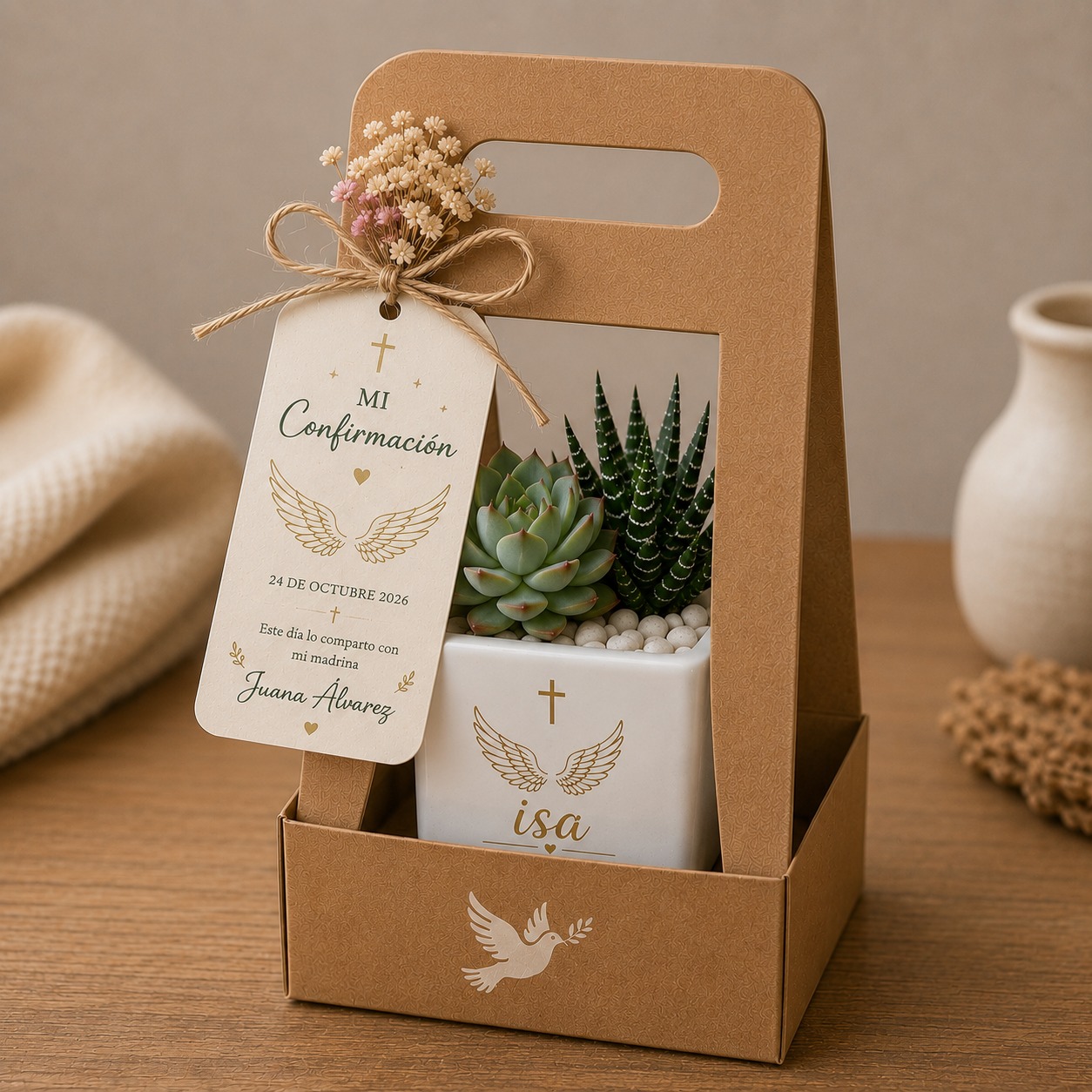 Recuerdos de Confirmación con Suculentas Personalizadas
